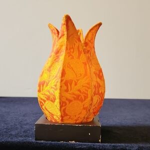 Vietnamese Orange Floral Fabric Lamp